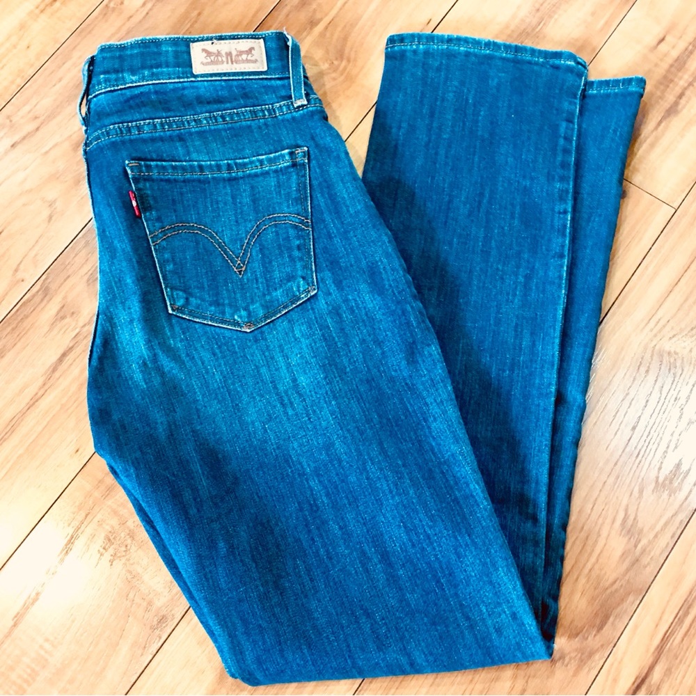 Levi’s 525 straight leg denim blue jeans medium wash soft stretch 2 - 28” waist